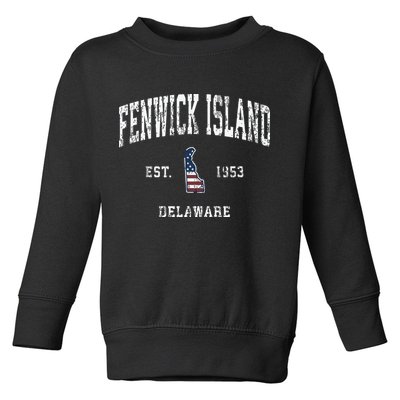 Fenwick Island Delaware De Vintage American Flag Toddler Sweatshirt