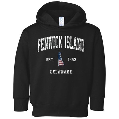 Fenwick Island Delaware De Vintage American Flag Toddler Hoodie