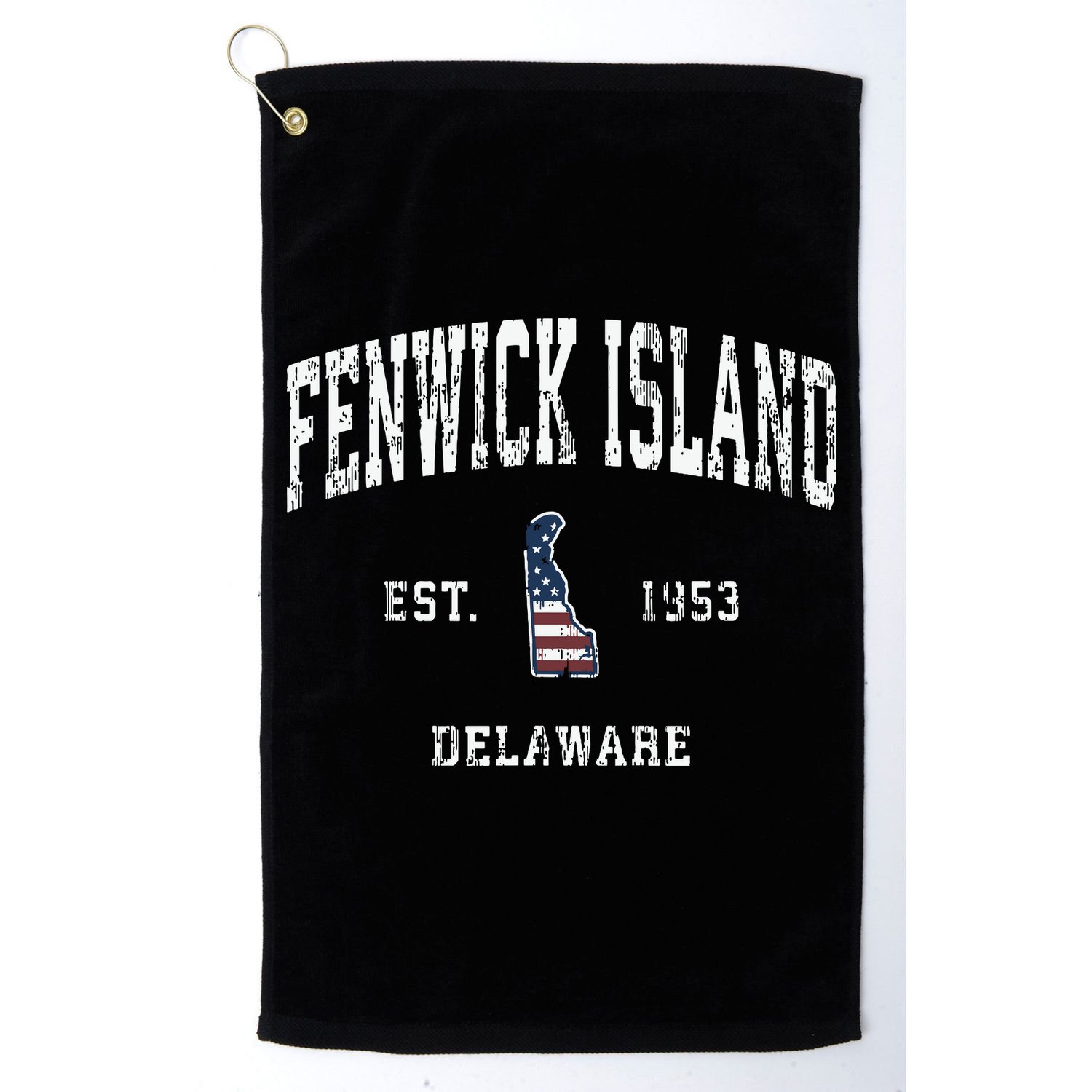 Fenwick Island Delaware De Vintage American Flag Golf Towel