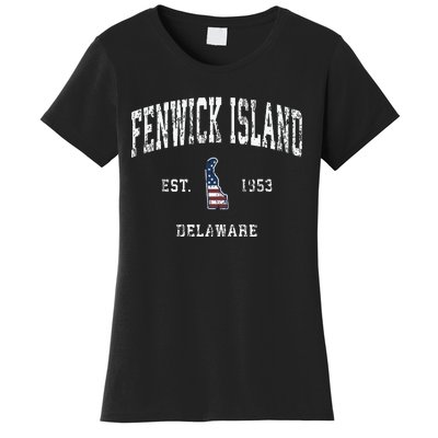 Fenwick Island Delaware De Vintage American Flag Women's T-Shirt