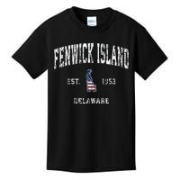 Fenwick Island Delaware De Vintage American Flag Kids T-Shirt