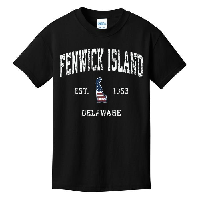 Fenwick Island Delaware De Vintage American Flag Kids T-Shirt