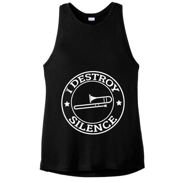 Funny I Destroy Silence Trombone Trumpet Player Trombonist Ladies PosiCharge Tri-Blend Wicking Tank