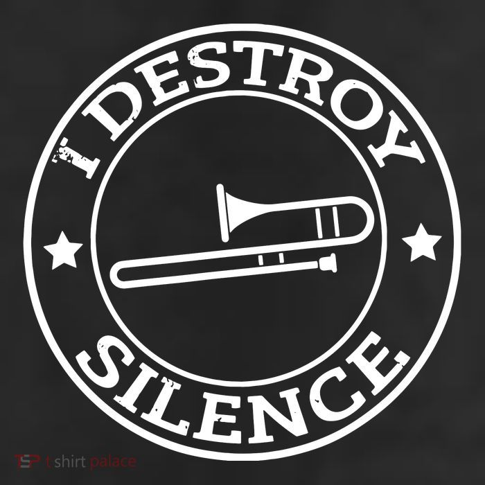 Funny I Destroy Silence Trombone Trumpet Player Trombonist 7 Panel Mesh Trucker Snapback Hat