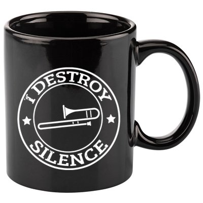 Funny I Destroy Silence Trombone Trumpet Player Trombonist 11oz C Handle Ceramic Mug
