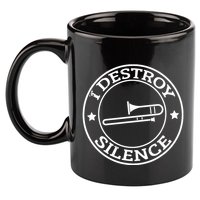 Funny I Destroy Silence Trombone Trumpet Player Trombonist 11oz C Handle Ceramic Mug