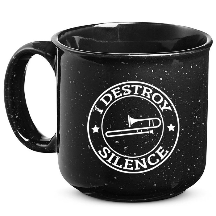 Funny I Destroy Silence Trombone Trumpet Player Trombonist 15oz Campfire Ceramic Mug