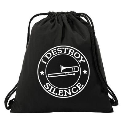 Funny I Destroy Silence Trombone Trumpet Player Trombonist Drawstring Bag