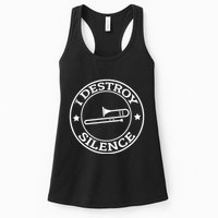Funny I Destroy Silence Trombone Trumpet Player Trombonist Womens Tank Top