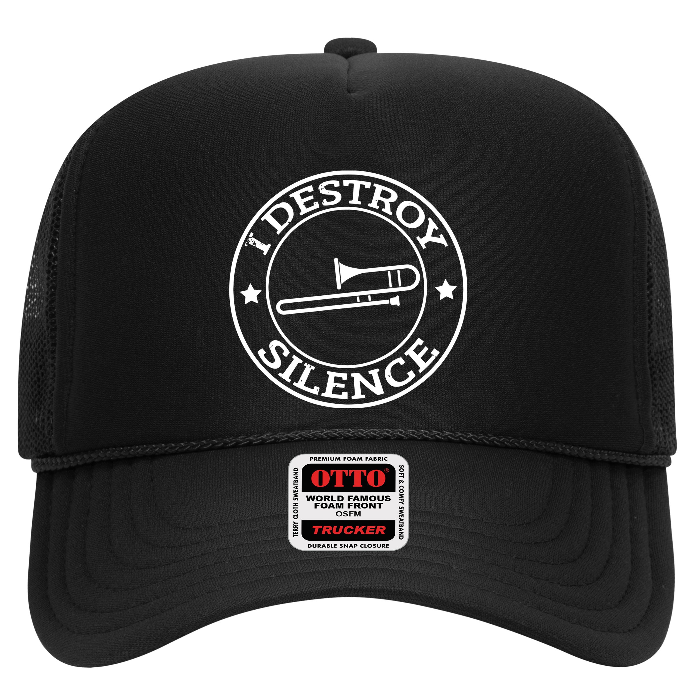 Funny I Destroy Silence Trombone Trumpet Player Trombonist Trucker Hat