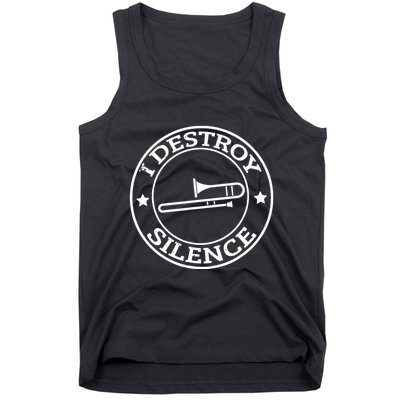 Funny I Destroy Silence Trombone Trumpet Player Trombonist Tank Top