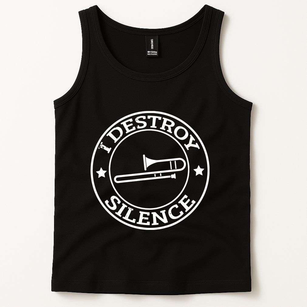 Funny I Destroy Silence Trombone Trumpet Player Trombonist Tank Top