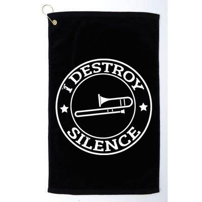 Funny I Destroy Silence Trombone Trumpet Player Trombonist Golf Towel