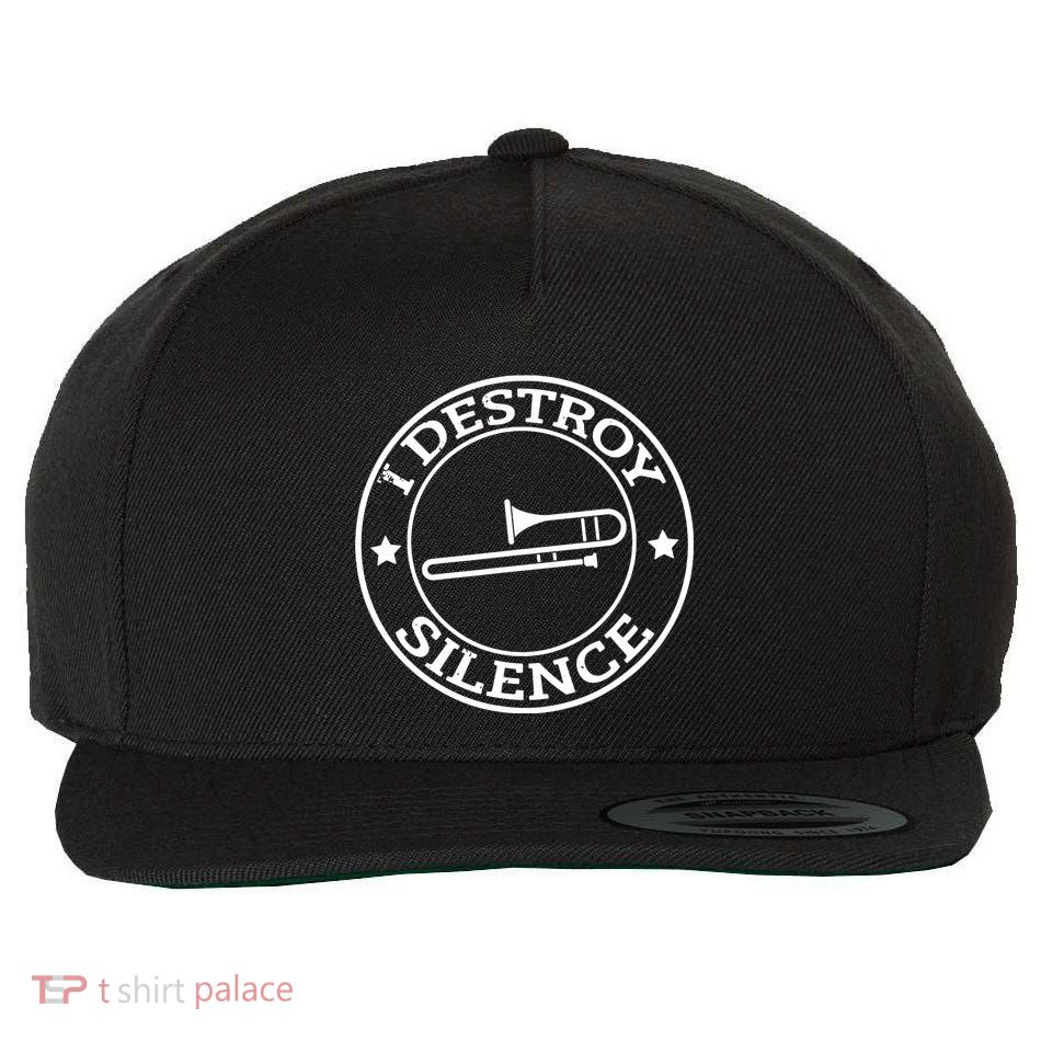 Funny I Destroy Silence Trombone Trumpet Player Trombonist Wool Snapback Cap