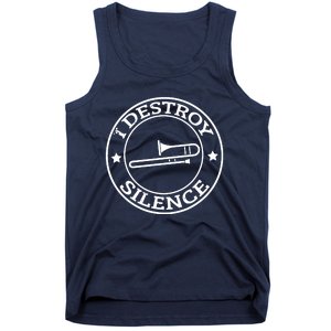 Funny I Destroy Silence Trombone Trumpet Player Trombonist Tank Top