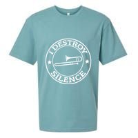 Funny I Destroy Silence Trombone Trumpet Player Trombonist Sueded Cloud Jersey T-Shirt