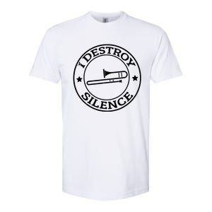 Funny I Destroy Silence Trombone Trumpet Player Trombonist Softstyle CVC T-Shirt