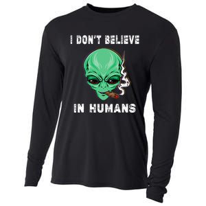 Funny I Dont Believe In Humans Sarcasm Funny Cooling Performance Long Sleeve Crew