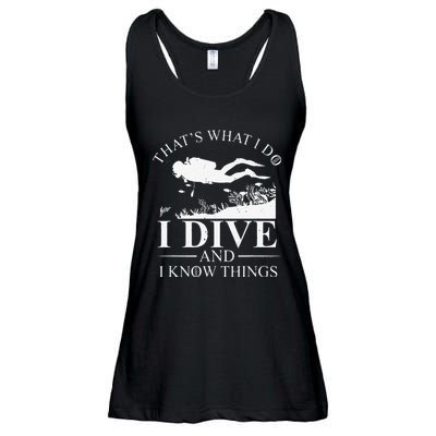 Funny I Dive And I Know Things Scuba Diver Gift Scuba Diving Ladies Essential Flowy Tank
