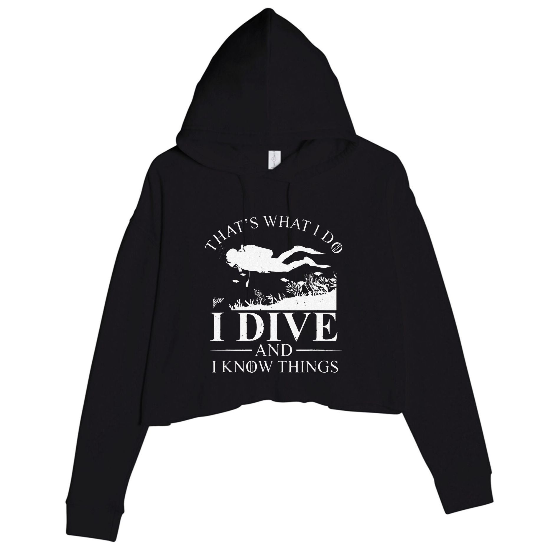 Funny I Dive And I Know Things Scuba Diver Gift Scuba Diving Crop Fleece Hoodie