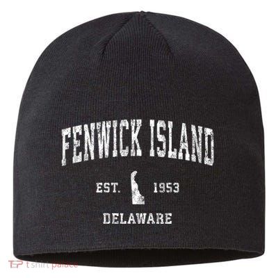 Fenwick Island Delaware De Vintage Athletic Sports Sustainable Beanie