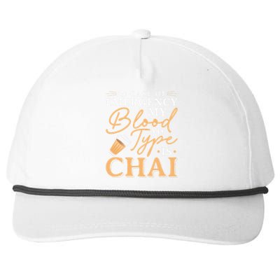 Funny Indian Desi Chai Cup Snob My Blood Type is Chai Snapback Five-Panel Rope Hat