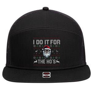 Funny I Do It For The Hos Xmas Santa Clause Saying Christmas 7 Panel Mesh Trucker Snapback Hat