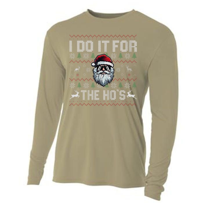 Funny I Do It For The Hos Xmas Santa Clause Saying Christmas Cooling Performance Long Sleeve Crew