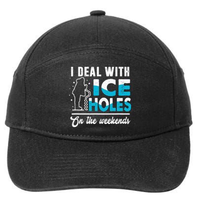 Funny I Deal with Ice Holes Fishing Dad Grandpa 7-Panel Snapback Hat