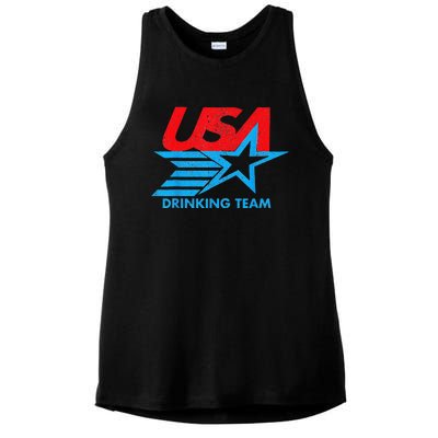 Funny Independence Day Usa Drinking Team 4th Of July Ladies PosiCharge Tri-Blend Wicking Tank