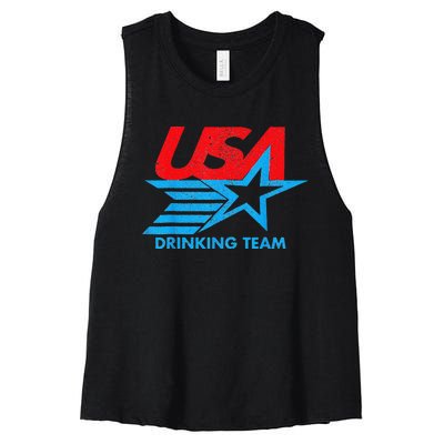 Funny Independence Day Usa Drinking Team 4th Of July Women's Racerback Cropped Tank