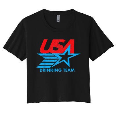 Funny Independence Day Usa Drinking Team 4th Of July Women's Crop Top Tee