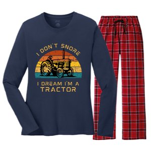 Funny I Don't Snore I Dream I'm A Tractor Women's Long Sleeve Flannel Pajama Set 