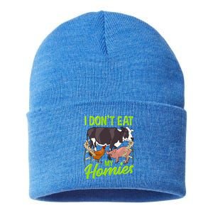 Funny I Dont Eat My Homies Vegetarian Vegan Animal Lover Gift Sustainable Knit Beanie