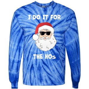 Funny I Do It For The Hos Funny Santa In Dark Sunglasses Gift Tie-Dye Long Sleeve Shirt