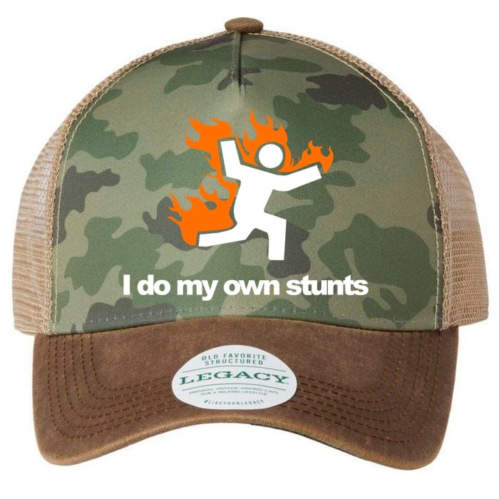 I do my own stunts funny figure on fire I do my own stunts Gift Legacy Tie Dye Trucker Hat