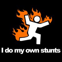 I do my own stunts funny figure on fire I do my own stunts Gift Flat Bill Trucker Hat