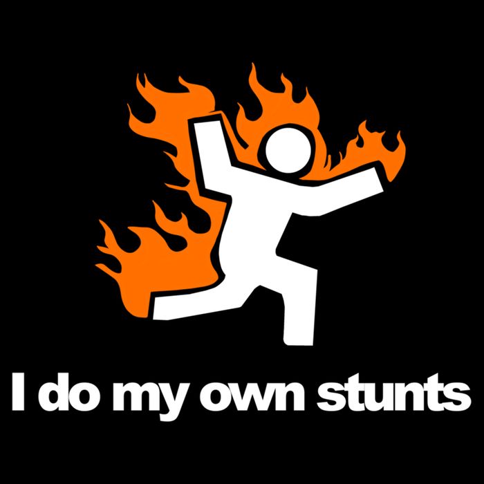 I do my own stunts funny figure on fire I do my own stunts Gift Flat Bill Trucker Hat