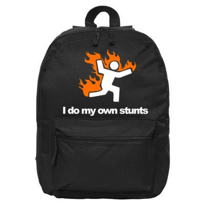I do my own stunts funny figure on fire I do my own stunts Gift 16 in Basic Backpack