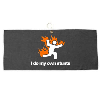 I do my own stunts funny figure on fire I do my own stunts Gift Large Microfiber Waffle Golf Towel