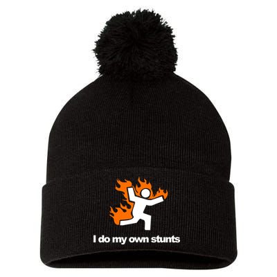 I do my own stunts funny figure on fire I do my own stunts Gift Pom Pom 12in Knit Beanie