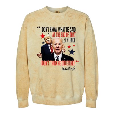 Funny I DonT Know What He Said Trump Biden Debate President Colorblast Crewneck Sweatshirt