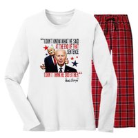 Funny I DonT Know What He Said Trump Biden Debate President Women's Long Sleeve Flannel Pajama Set 