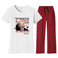 Funny I DonT Know What He Said Trump Biden Debate President Women's Flannel Pajama Set