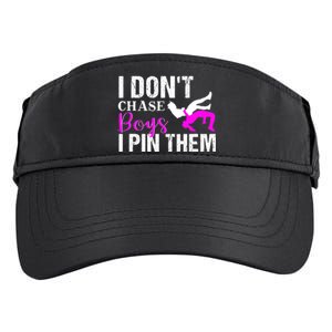 Funny I Don't Chase Boys I Pin Them Gift Wrestling Girls Gift Adult Drive Performance Visor