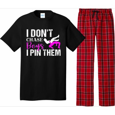 Funny I Don't Chase Boys I Pin Them Gift Wrestling Girls Gift Pajama Set