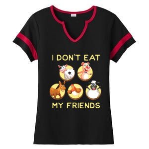 Funny I Dont Eat My Friends Vegan Vegetarian Ladies Halftime Notch Neck Tee