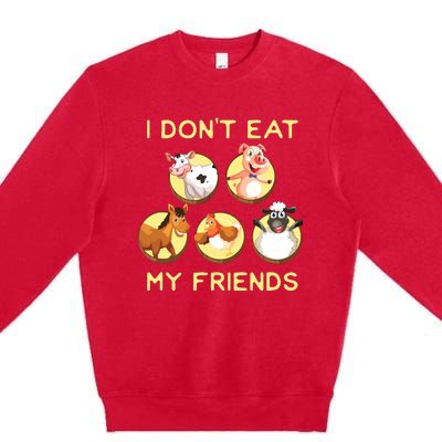 Funny I Dont Eat My Friends Vegan Vegetarian Premium Crewneck Sweatshirt