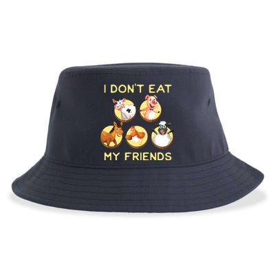 Funny I Dont Eat My Friends Vegan Vegetarian Sustainable Bucket Hat