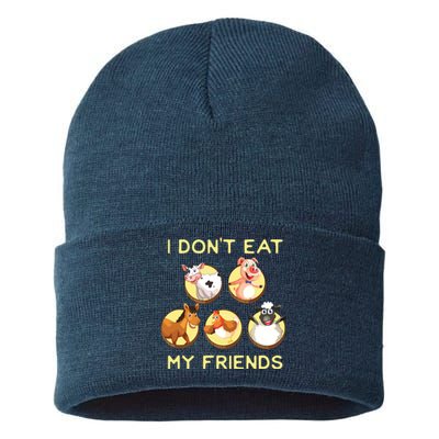 Funny I Dont Eat My Friends Vegan Vegetarian Sustainable Knit Beanie